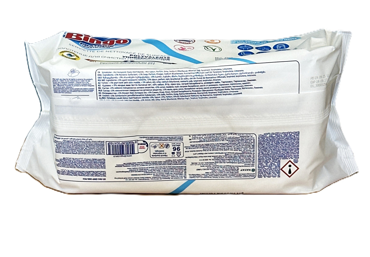 Bingo Feuchtetücher 96 Blatt Weisse Seife Blau