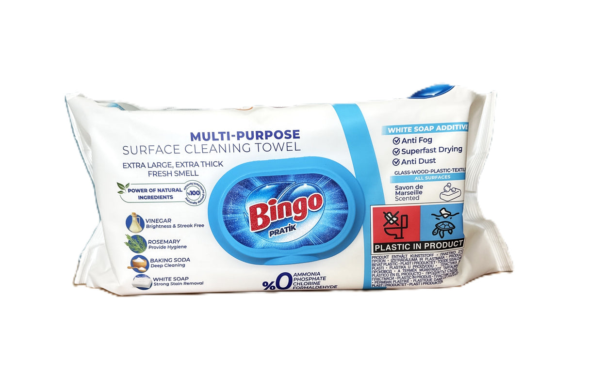 Bingo Feuchtetücher 96 Blatt Weisse Seife Blau