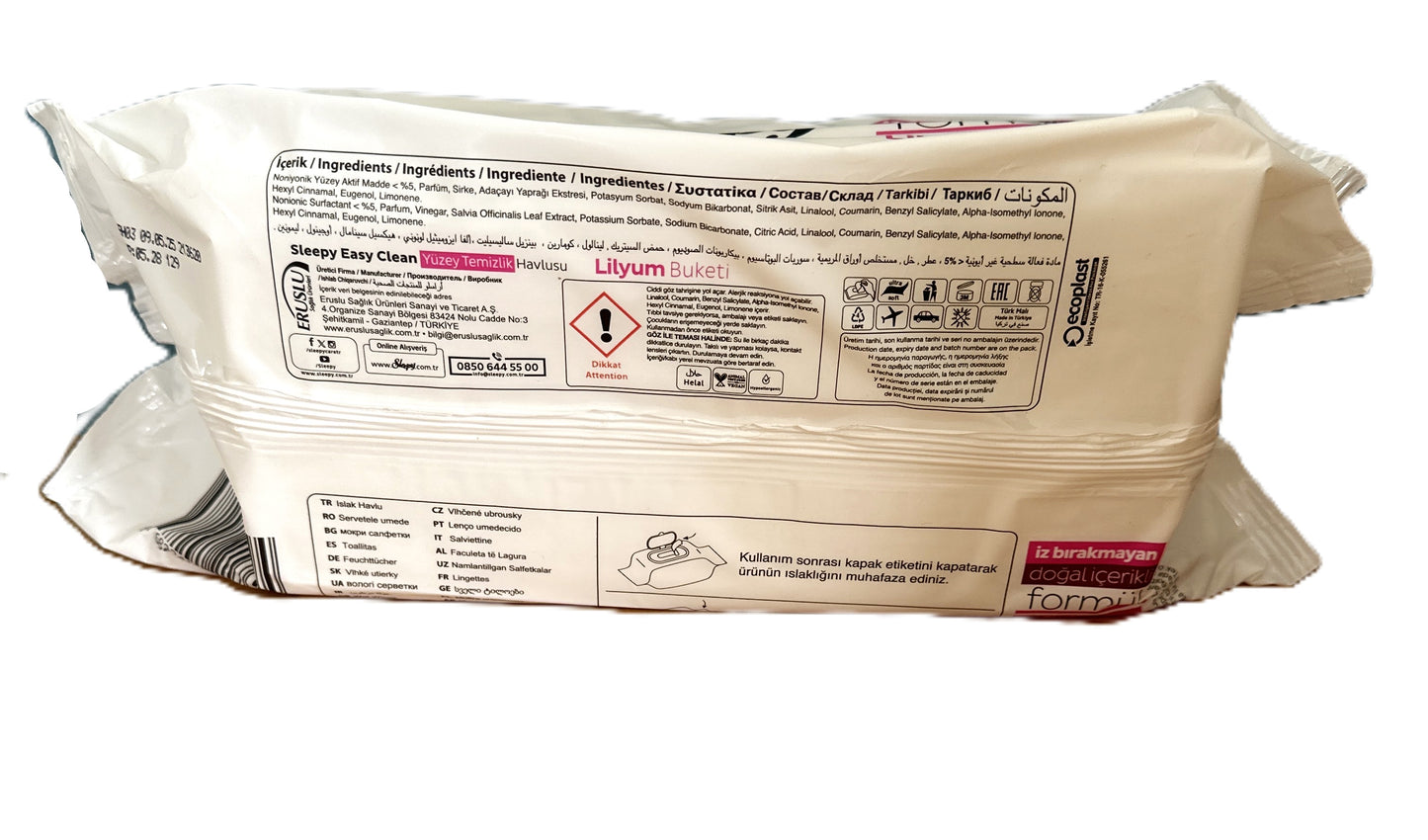 Sleepy Easy Clean Wet Wipes 100 Sheets Lily Bouquet Pink