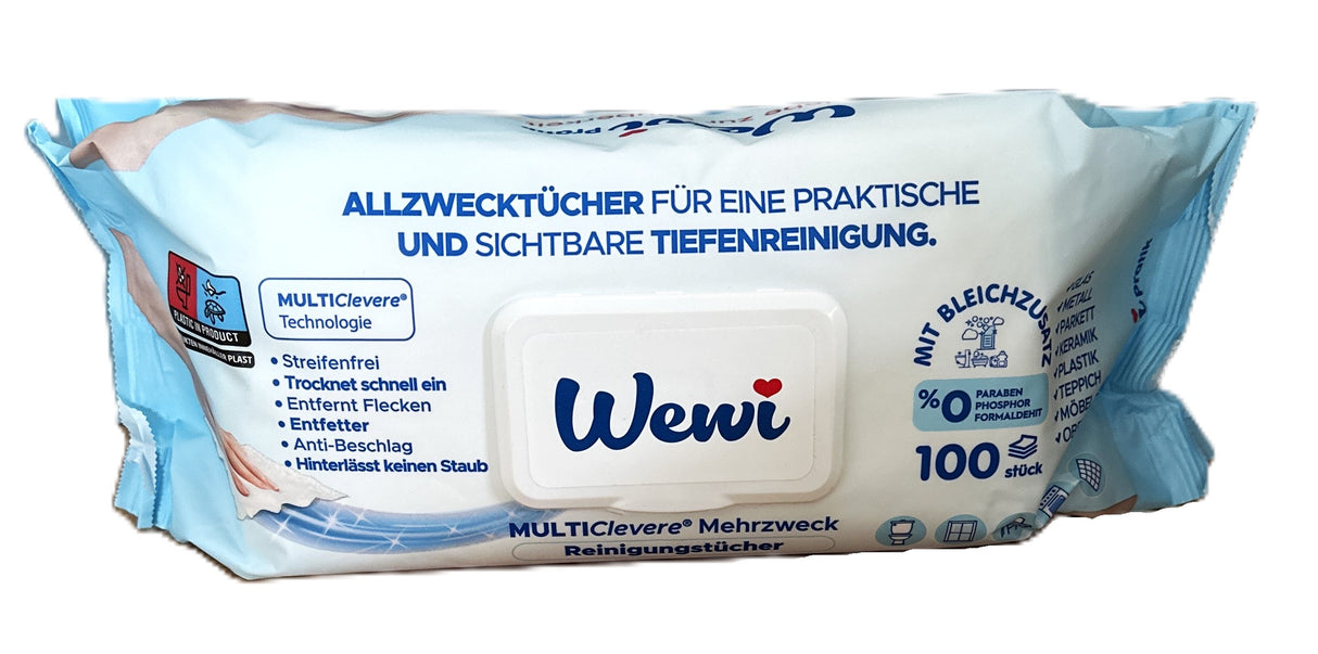 Wewi Pratik Feuchtetücher 100 Blatt Bleichzusatz Hellblau
