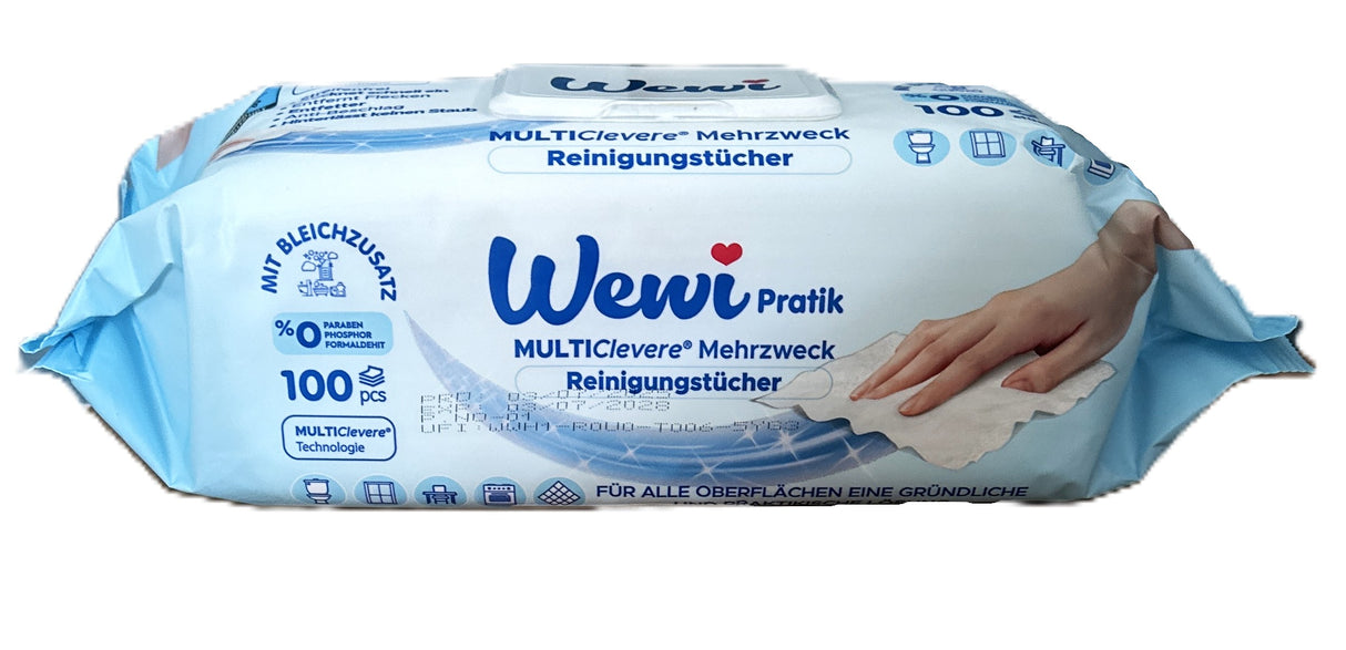 Wewi Pratik Feuchtetücher 100 Blatt Bleichzusatz Hellblau