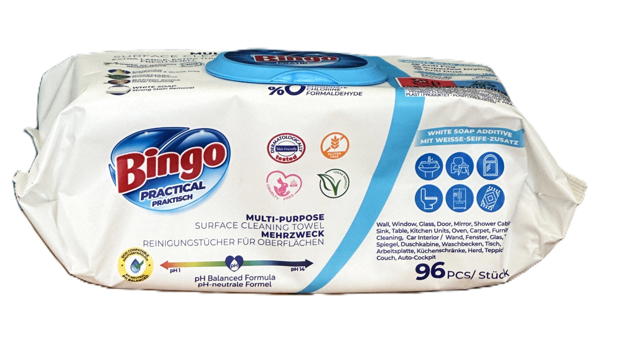 Bingo Feuchtetücher 96 Blatt Weisse Seife Blau