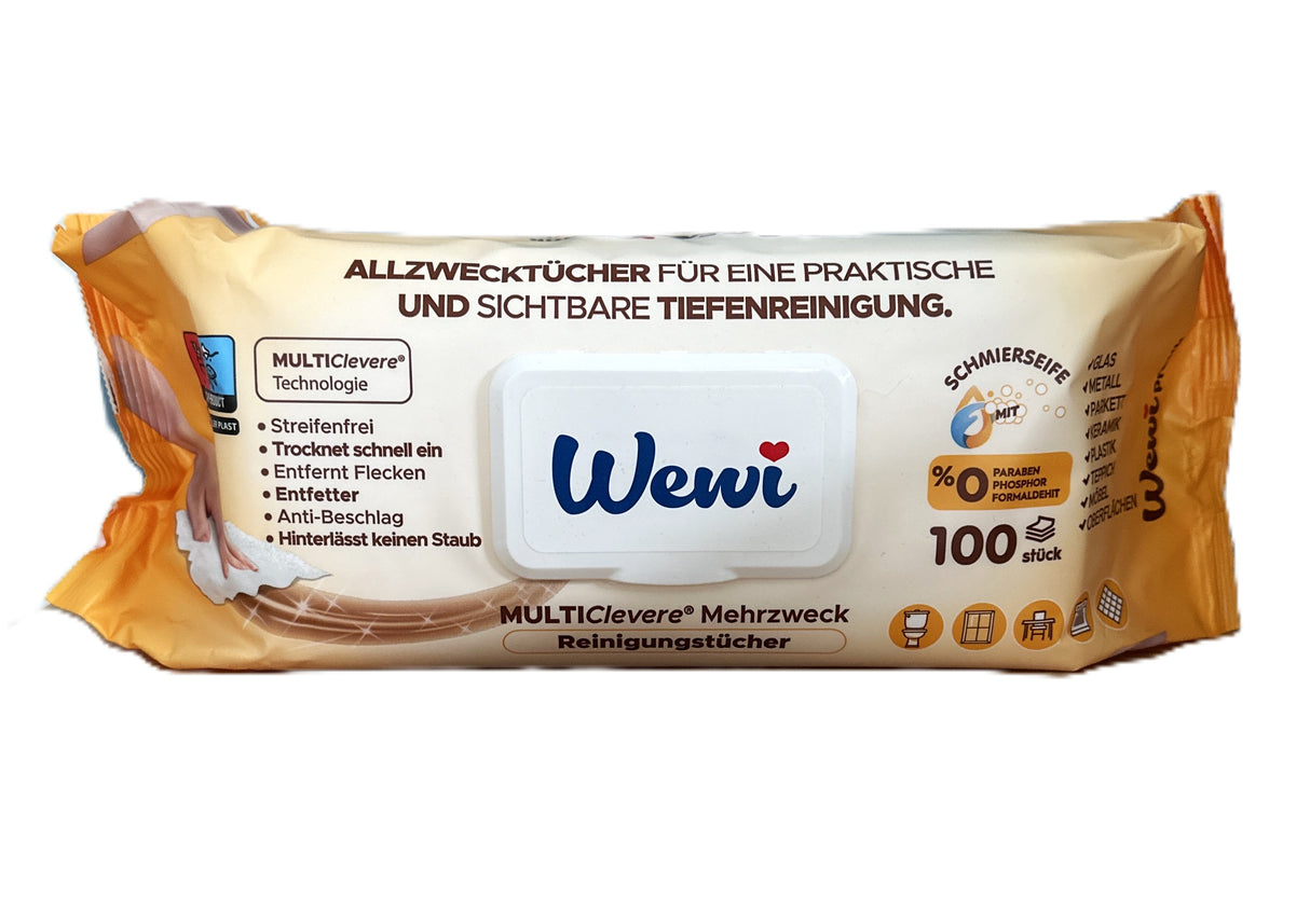 Wewi Pratik Feuchtetücher 100 Blatt Schmierseife Orange