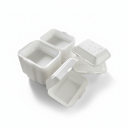 Thermo-Klappbox Hamburger Box XPS Styropor cream, 150 x 160 x 80 mm