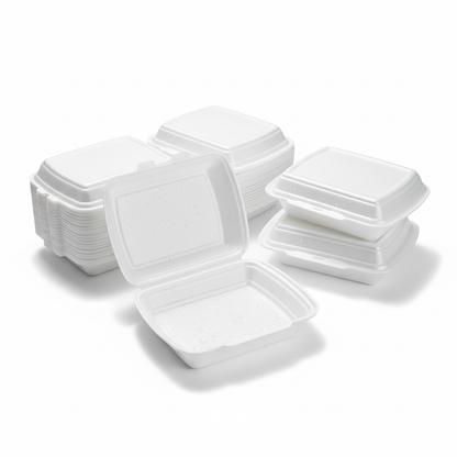 Thermo-folding lunchbox made of XPS polystyrene, cream, 185 x 155 x 80 mm